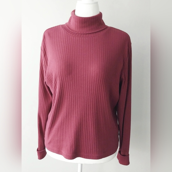 Riders Jean Company Sweaters - Riders Jean Company Burgundy Long Sleeve Ribbed Turtleneck Sweater Size L